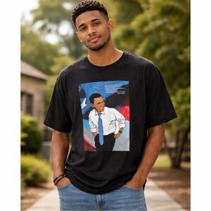 Barack Obama Yes We Will Graphic T-Shirt Hope Quote Black Mens 3XL